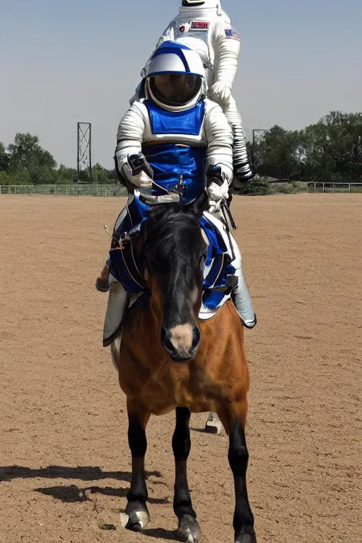 Image similar to horse in astronaut suit riding horse