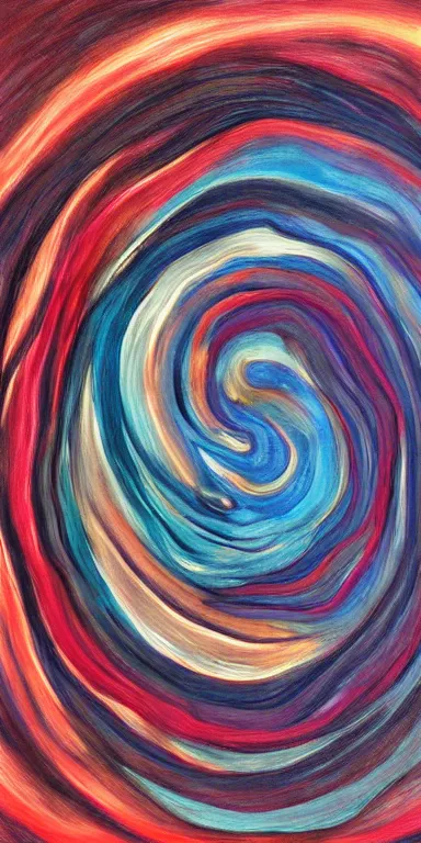 Image similar to cosmic folding in spacetime by marina apollonio, spooky autumnal colours, expressionist, minimal, spiral form