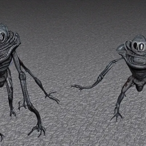 Image similar to aliens that walk with three legs in the cold wastes of pluto, highly detailed, realistic, scifi