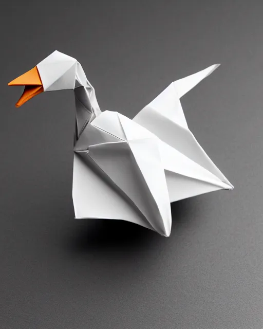 Image similar to an origami swan by akira yoshizawa, realistic, very detailed, complex, intricate, studio lighting, low polygon, illustration, bokeh, sigma 5 0 mm f 1. 4