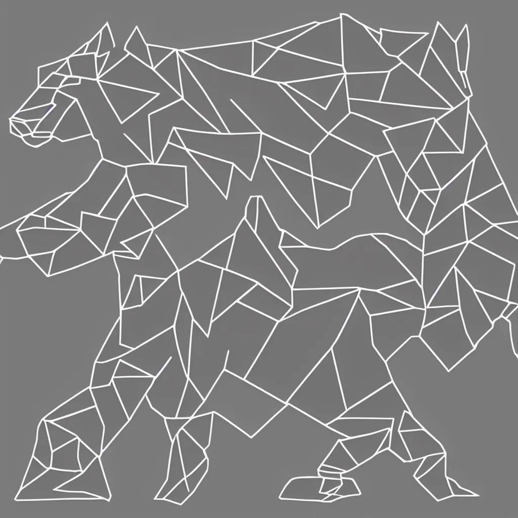 Prompt: illustration of chinese tangram of german shepherd silhouette, 2 d image