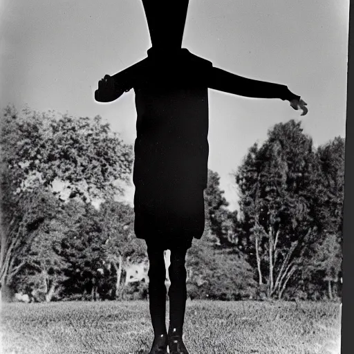 Image similar to a album of slenderman no face from the 1940s