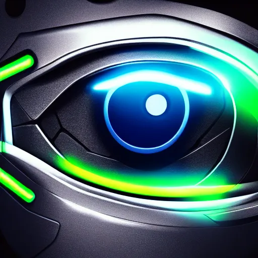 Image similar to futuristic robot with neon eyes, hyperrealistic, cinematic, sleek, epic