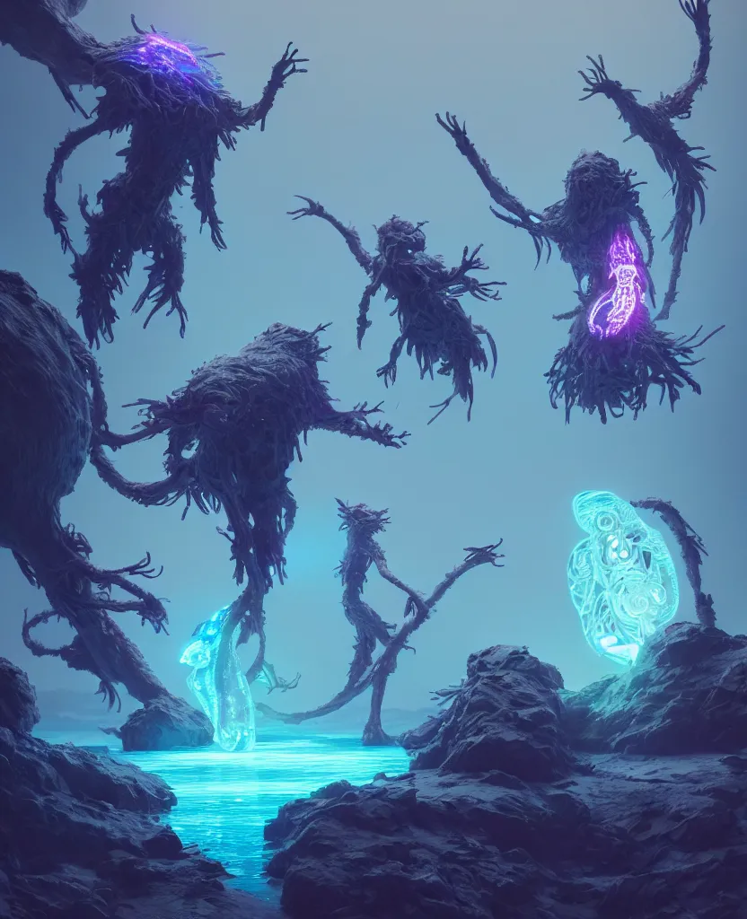 Image similar to the three fates. bioluminiscent creatures, intricate artwork by Tooth Wu and wlop and beeple. octane render, trending on artstation, greg rutkowski very coherent symmetrical artwork. cinematic, hyper realism, high detail, octane render, 8k