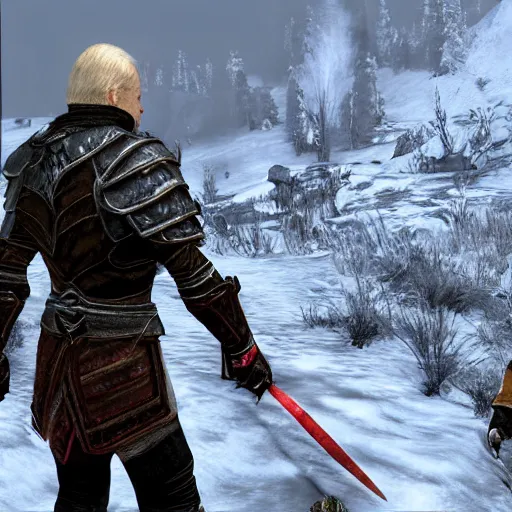 Image similar to “ joe biden duels joe biden in skyrim, in - game screenshot ”