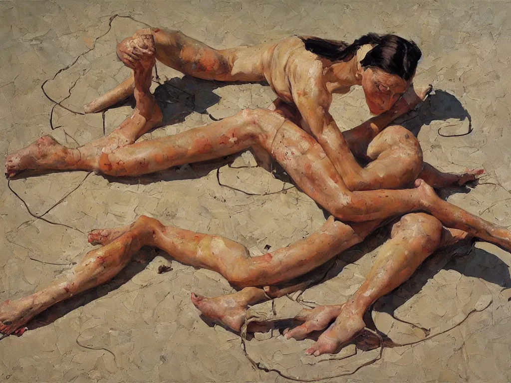 Image similar to snakes and legs, denis sarazhin, oil on canvas