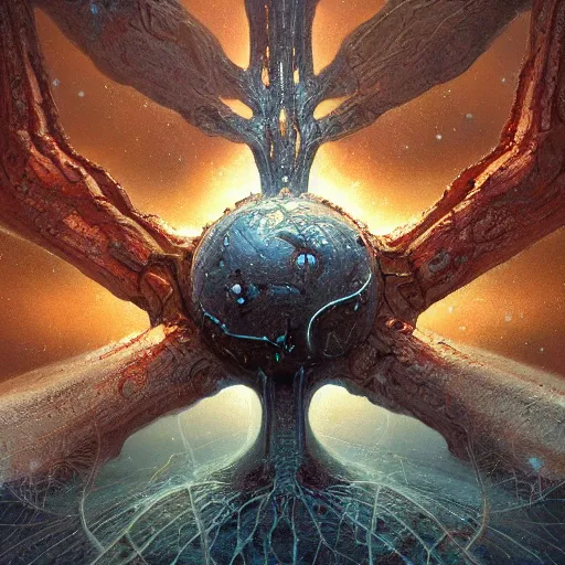Prompt: immortal neuron, alien room, intricate, scifi, unique landscape, highly detailed, singularity, cybernetic, energy spheres, thought provoking, masterpiece, digital painting, artstation, concept art, smooth, sharp focus, highly detailed, art by roberto digiglio and furio tedeschi and filippo ubertino