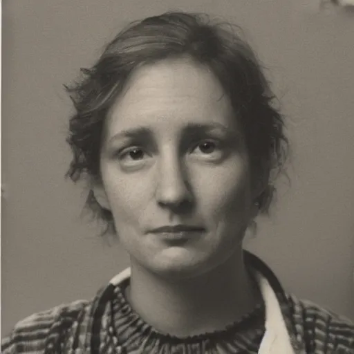 Image similar to Tom Ellison if he was a woman, studio portrait