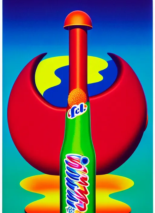 Image similar to cola bottle by shusei nagaoka, kaws, david rudnick, airbrush on canvas, pastell colours, cell shaded, 8 k