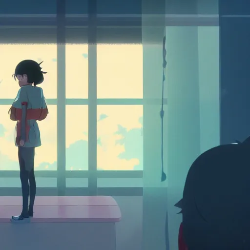 Image similar to within my reflection i see tears, for what i see is the truth, are my greatest fears, cory loftis, james gilleard, atey ghailan, makoto shinkai, goro fujita, studio ghibli, rim light, exquisite lighting, clear focus, very coherent, plain background