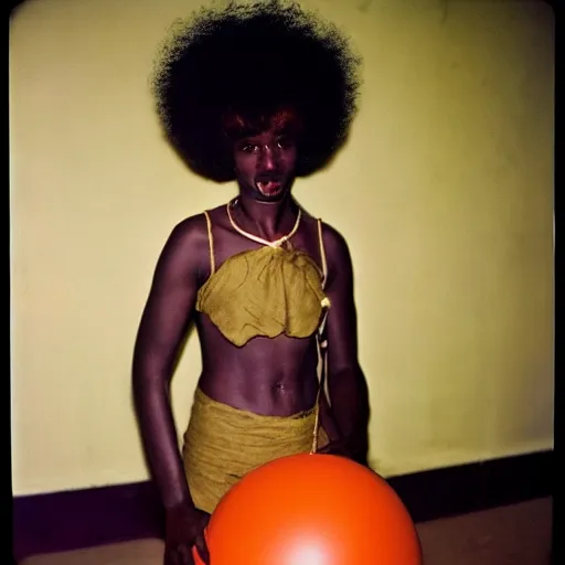 Image similar to afro woman on ball room, by nan goldin, 7 0 s, queer community, photograph