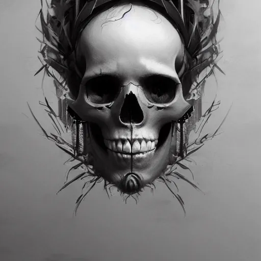 Image similar to a beautiful portrait of a skull goddess by Greg Rutkowski and Raymond Swanland, Trending on Artstation, ultra realistic digital art