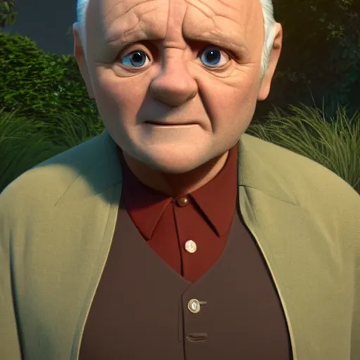 Prompt: anthony hopkins as a pixar disney character from up ( 2 0 0 9 ), unreal engine, octane render, 3 d render, photorealistic