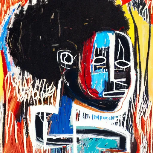 Prompt: A extremely highly detailed majestic hi-res beautiful immaculate head and shoulders painting of a strong black african man by Jean-Michel Basquiat, 8k, high textures, hyper sharp, insanely detailed and intricate, super detailed, 4k HDR high quality