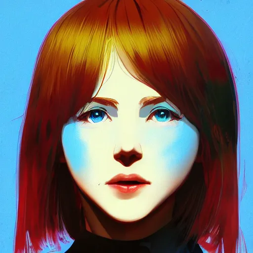 Image similar to ilya kuvshinov with long sky blue hair, gold eyes, boy face, professional digital painting, concept art, award - winning photography, cinematic, wlop, color block, pop, hip, art by andy warhol, pixiv art, yoshitaka amano