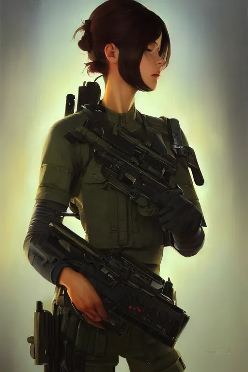 Image similar to a ultradetailed beautiful panting of a stylish swat woman, oil painting, by ilya kuvshinov, greg rutkowski and makoto shinkai