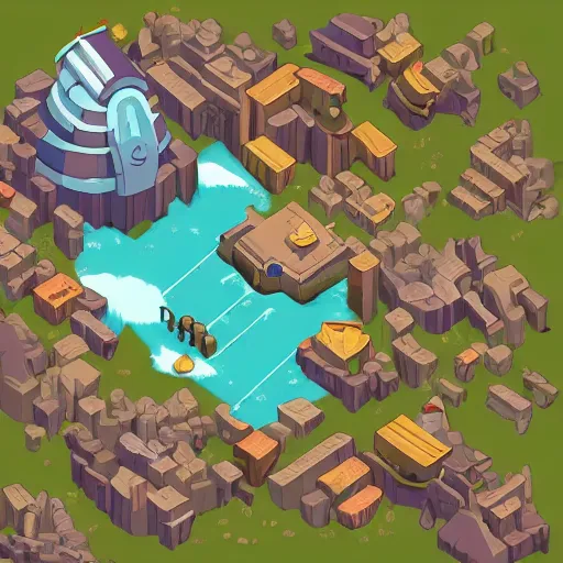 Image similar to A high detailed isometric vector art presenting an aerial view of a RPG room by dofus, Bastion, Transistor, pyre, hades, Patreon content, containing tables and walls, HD, straight lines, vector, grid, dnd map, map patreon, fantasy maps, foundry vtt, fantasy grounds, aerial view ,dungeondraft , tabletop, inkarnate, dugeondraft, roll20