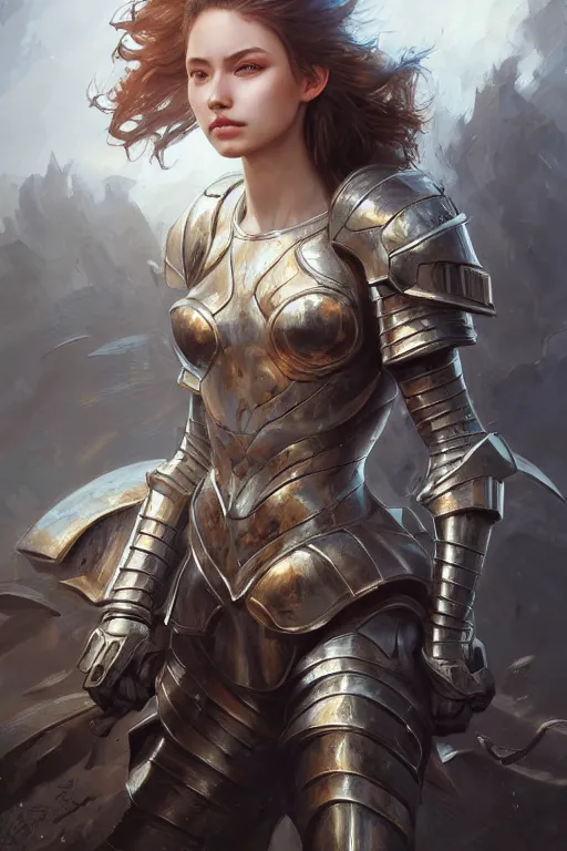 Image similar to a masterpiece ultrarealistic ultradetailed portrait of a very beautiful girl in a battle armour, medium shot, intricate, elegant, by stanley artgerm lau, wlop, rossdraws, james jean, andrei riabovitchev, marc simonetti, light by julie bell, porcelain skin. global illumination, vfx