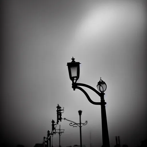 Prompt: a lamp - post, award winning black and white photography