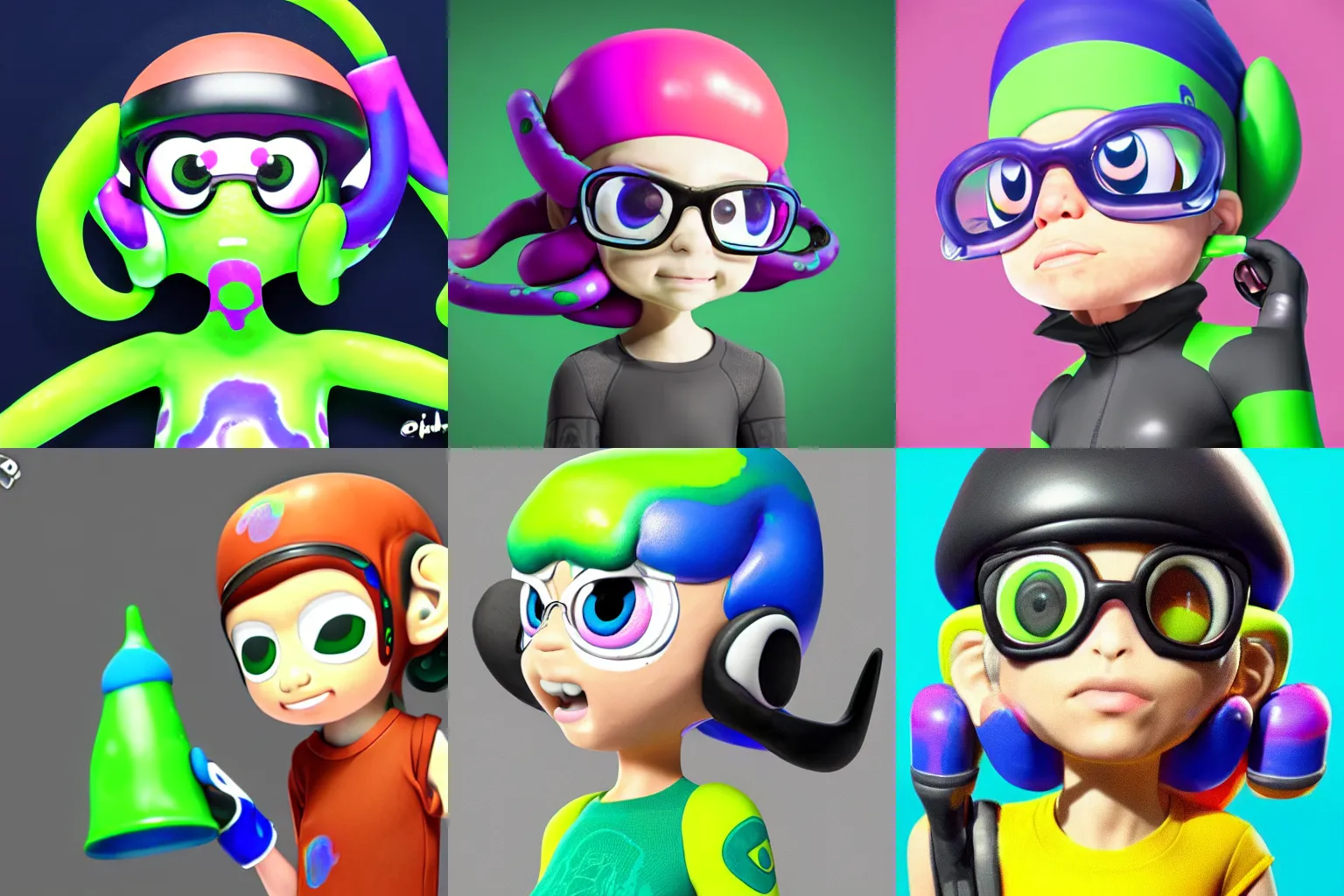 Prompt: a realistic portrait of splatoon inkling