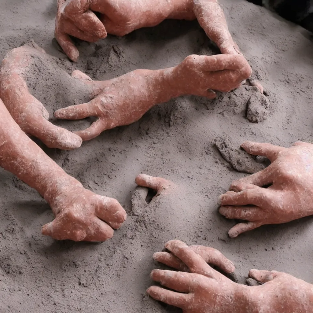 Prompt: hands molding clay