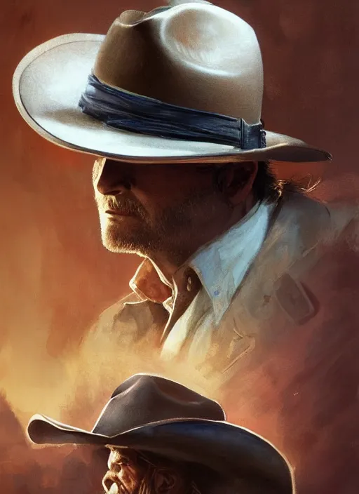 Image similar to Portrait Tim Robinson (from I Think You Should Leave) in a cowboy hat and eye mask disguise, marvel comics, dark, intricate, highly detailed, smooth, artstation, digital illustration by Ruan Jia and Mandy Jurgens and Artgerm and Wayne Barlowe and Greg Rutkowski and Frank Frazetta