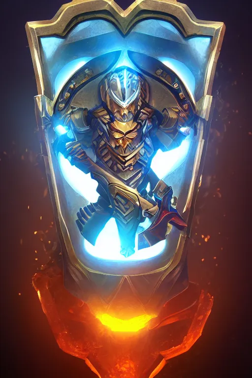 Image similar to shield fantasy epic legends game icon stylized digital illustration radiating a glowing aura global illumination ray tracing hdr fanart arstation by ian pesty and katarzyna da „ bek - chmiel