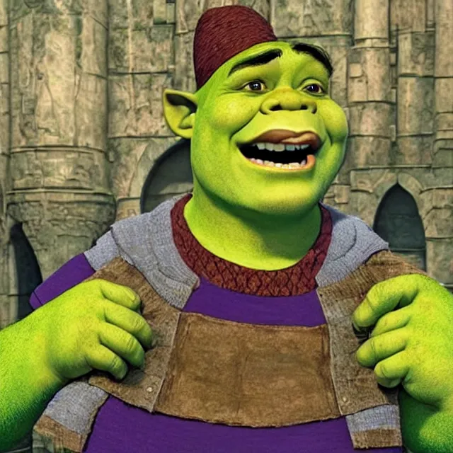 Image similar to shrek as president of ukraine