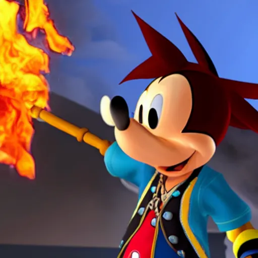 Prompt: sora from kingdom hearts exhaling a large smoke cloud from his mickey mouse bong, award winning candid photography