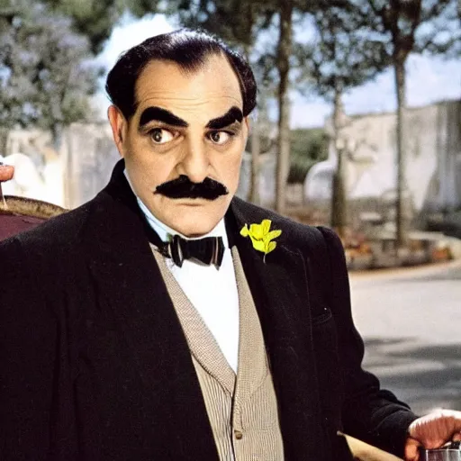 Image similar to scene of the hercule poirot tv serie featuring david suchet