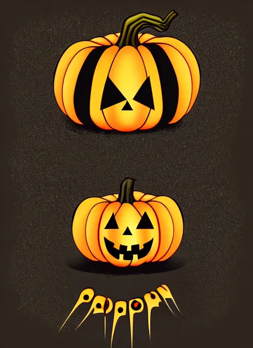 Image similar to creepy black spider with an evil looking pumpkin head, spooky halloween theme, illustration line art style