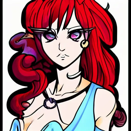 Image similar to catgirl drawn in the style of Hirohiko Araki, coloured, impressive line work,