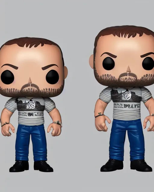 Prompt: full body 3d render of Tom Hardy as a funko pop, studio lighting, white background, blender, trending on artstation, 8k, highly detailed