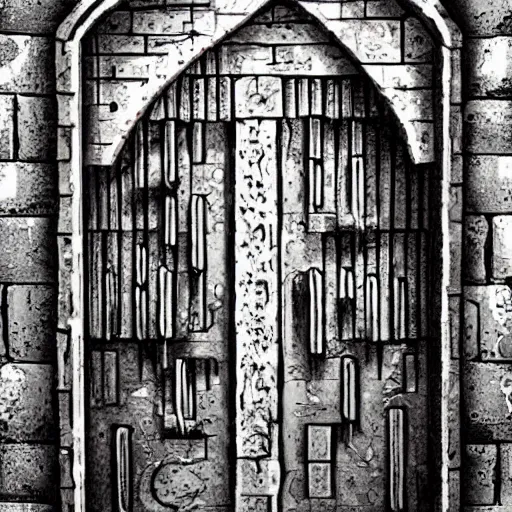 Image similar to door in a dungeon, d & d, fantasy art, creepy brickwork