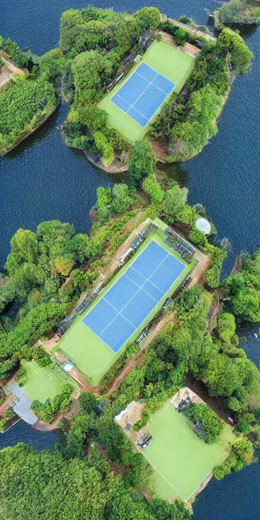 Image similar to Tennis court on the island of floating air, Castle in the Sky style