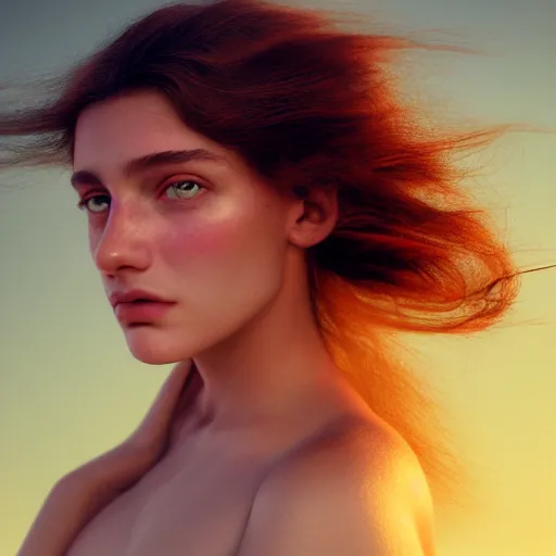 Image similar to photographic portrait of a stunningly beautiful greek renaissance female in soft dreamy light at sunset, contemporary fashion shoot, by edward robert hughes, annie leibovitz and steve mccurry, david lazar, jimmy nelsson, breathtaking, 8 k resolution, extremely detailed, beautiful, establishing shot, artistic, hyperrealistic, beautiful face, octane render