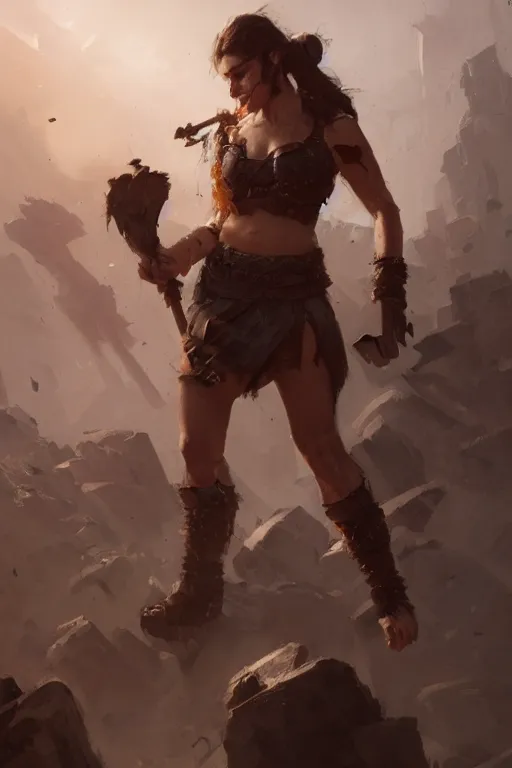 Image similar to portrait of a barbarian female, ultra sharp, very detailed, high quality focus by greg rutkowski and wlop