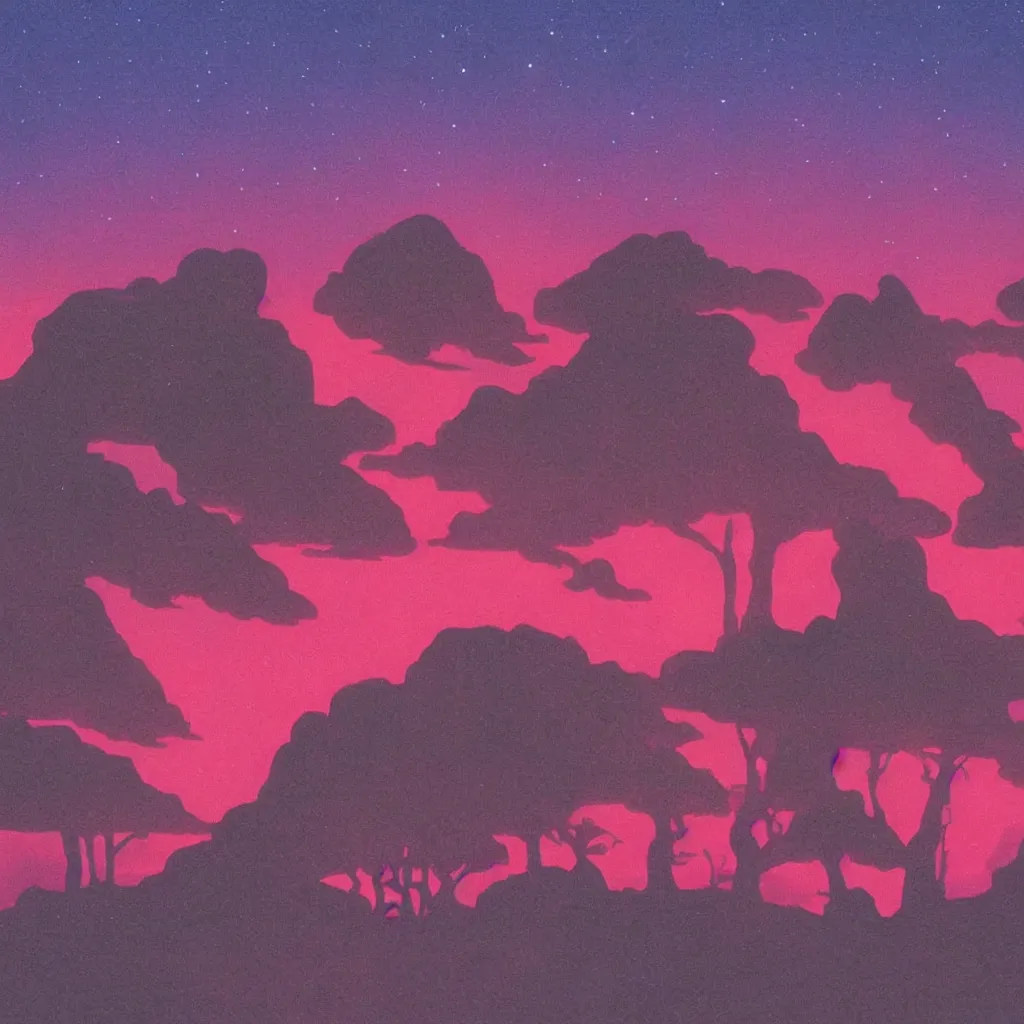 Image similar to 80s landscape photo, ET, goonies, retrowave, synthwave