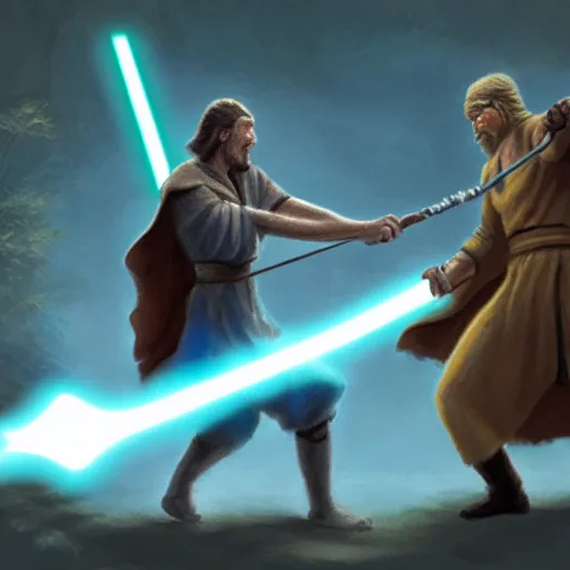Image similar to prehistoric draw of a jedi battle