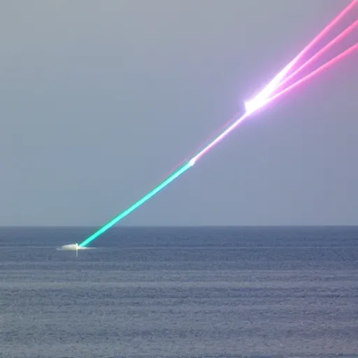 Image similar to laser beam striking the ocean