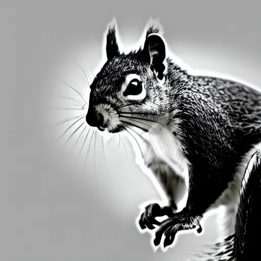 Image similar to mono chrome outline of a squirrel with a white background