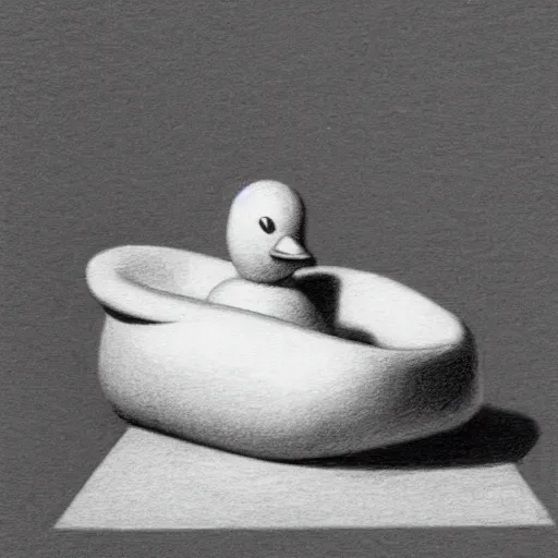 Image similar to pencil drawing of a rubber ducky in the style of Jean-Auguste-Dominique Ingres, very detailed