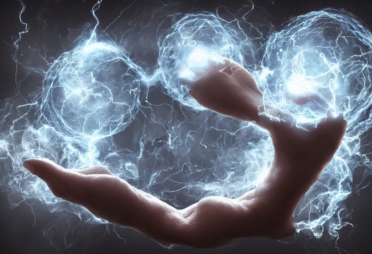 Prompt: A hand holding a powerful wizards orb containing an apocalyptic vision, smoke electricity sparks emanate from the wizards orb, ultra high resolution, hyper realistic, intricate details, cinematic, award winning. Rendered with autodesk arnold unreal engine octane render Lumion Blender Maxwell.