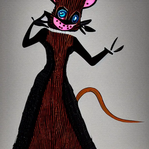 Image similar to a dress inspired by a rat, costume design, sharp focus, very detailed, 4 k, centered
