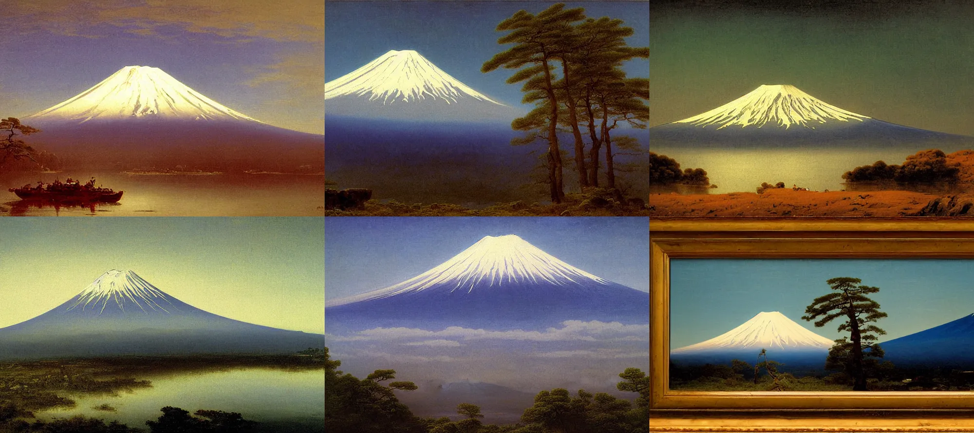 Prompt: mount fuji painting by albert bierstadt