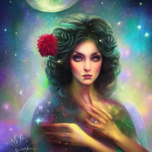 Image similar to somewhere in the cosmos we shall meet beautiful magical details and accents, astral cosmic illustration, by pablo amaringo, amazing background, cinematic lighting, colorful textured detail, wonderland storybook illustration, sharp images, 3 - d 8 k, high resolution, in the style of anne stokes, tom bagshaw, alexis franklin, elena masci, pawel rebisz