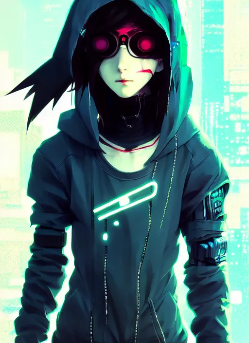 Image similar to cyberpunk anime girl in hoodie, grafity, neonpunk, alita, arcane, fortiche, action, tokyo street, detail, good face, pose model, concept art, in style of yoji shinkawa, pan ren wei, col price, atey ghailan, by greg rutkowski, aesthetic