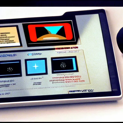 Prompt: touch screen user interface design from Star Trek: The Next Generation.