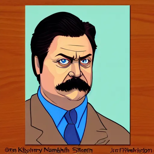Prompt: Ron Swanson by Jeffrey Smith and Erin Hanson and Chad Knight