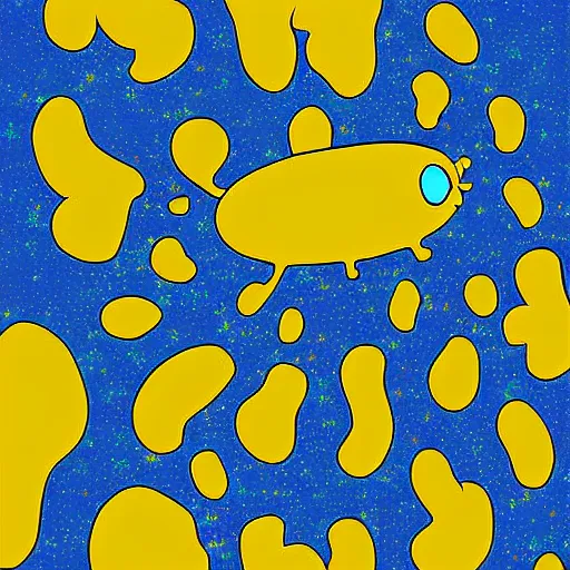 Prompt: yellow submarine by the beetles, digital art